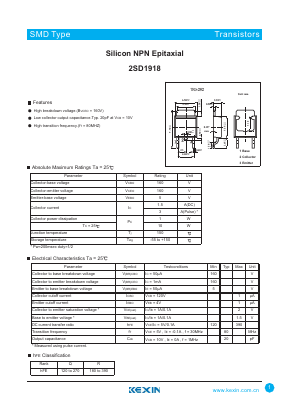 2SD1918 Datasheet PDF KEXIN Industrial