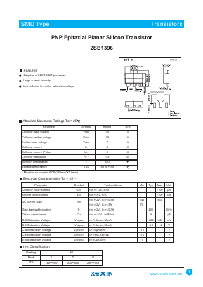 2SB1396 Datasheet PDF KEXIN Industrial