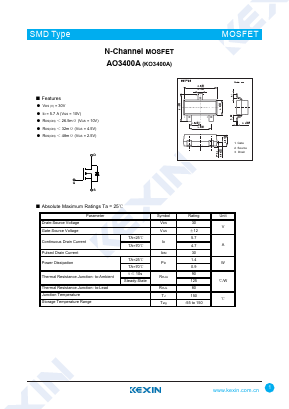 AO3400A Datasheet PDF KEXIN Industrial