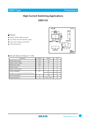 B1123 Datasheet PDF KEXIN Industrial