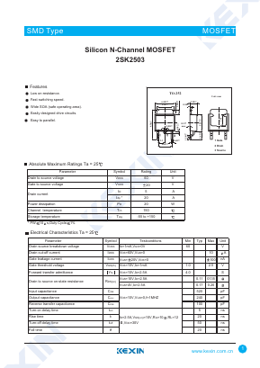 2SK2503 Datasheet PDF KEXIN Industrial