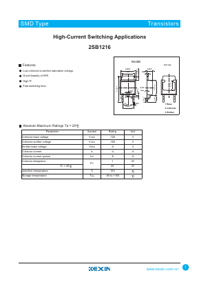 2SB1216 Datasheet PDF KEXIN Industrial