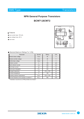 BCW71 Datasheet PDF KEXIN Industrial