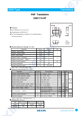 2SB1115-L-HF Datasheet PDF KEXIN Industrial