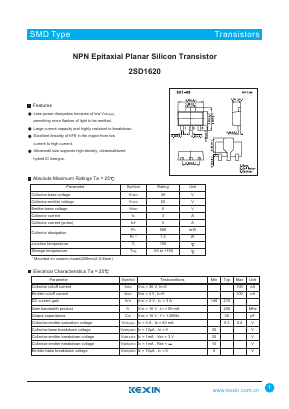 2SD1620 Datasheet PDF KEXIN Industrial