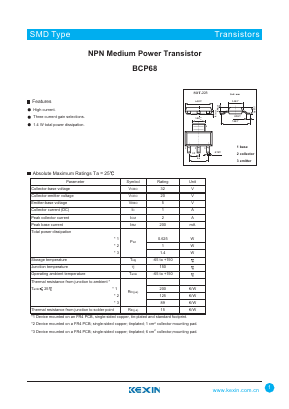 BCP68-25 Datasheet PDF KEXIN Industrial