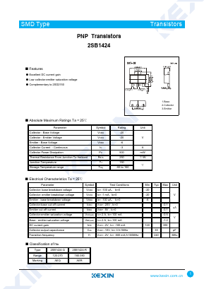 2SB1424-R Datasheet PDF KEXIN Industrial