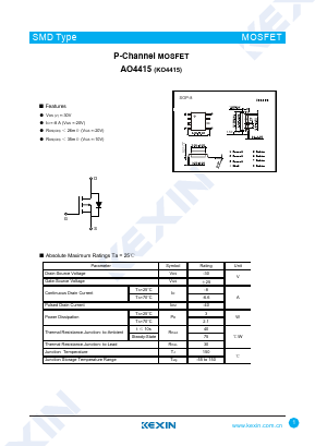 AO4415 Datasheet PDF KEXIN Industrial