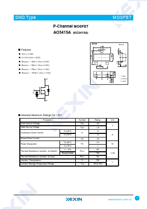 AO3415A Datasheet PDF KEXIN Industrial