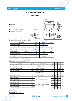 2SK1581 Datasheet PDF KEXIN Industrial