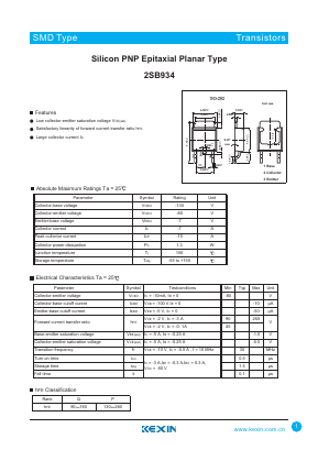 2SB934 Datasheet PDF KEXIN Industrial