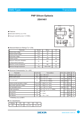 2SA1461 Datasheet PDF KEXIN Industrial