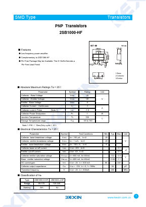 2SB1000-H-HF Datasheet PDF KEXIN Industrial