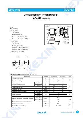 AO4616 Datasheet PDF KEXIN Industrial