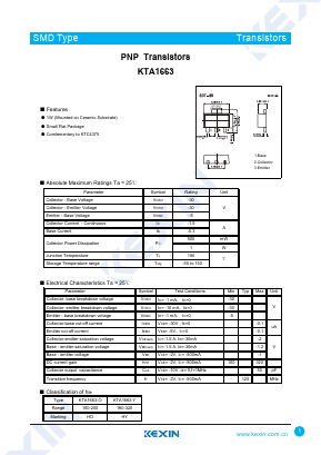 KTA1663 Datasheet PDF KEXIN Industrial