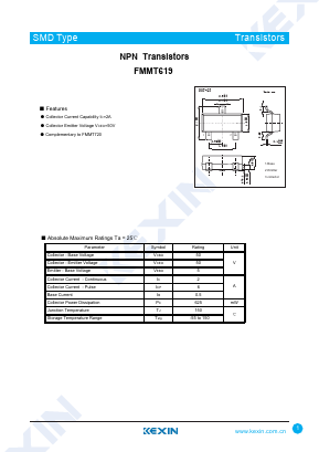 FMMT619 Datasheet PDF KEXIN Industrial