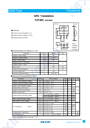 FZT489 Datasheet PDF KEXIN Industrial