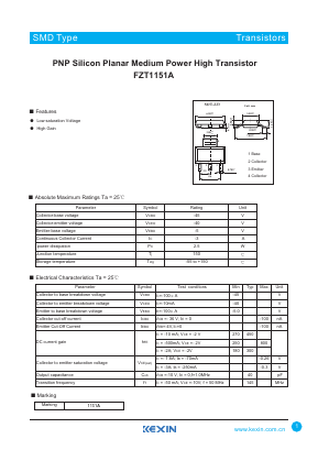 FZT1151A Datasheet PDF KEXIN Industrial