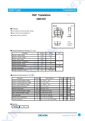 2SB1537 Datasheet PDF KEXIN Industrial