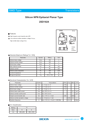 2SD1824 Datasheet PDF KEXIN Industrial