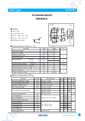 2SK3024-Z Datasheet PDF KEXIN Industrial