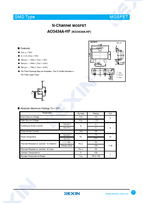 AO3434A-HF Datasheet PDF KEXIN Industrial