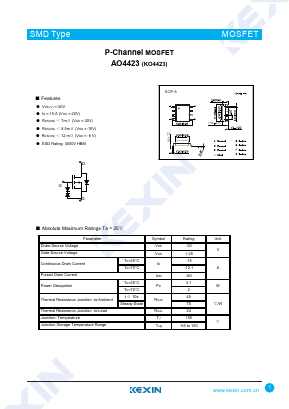 AO4423 Datasheet PDF KEXIN Industrial