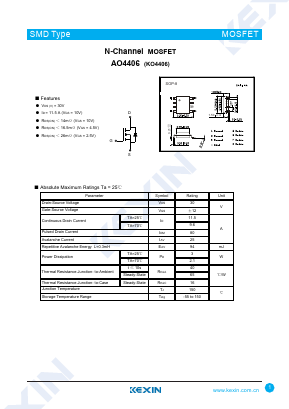 AO4406 Datasheet PDF KEXIN Industrial