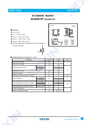 AO4406-HF Datasheet PDF KEXIN Industrial