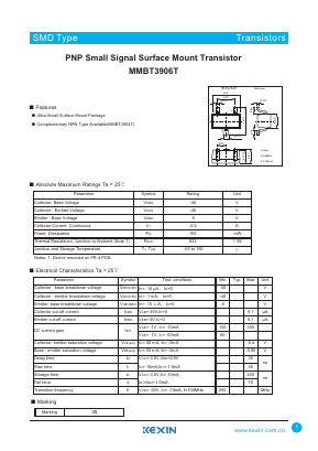 MMBT3906T Datasheet PDF KEXIN Industrial