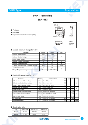 2SA1013 Datasheet PDF KEXIN Industrial