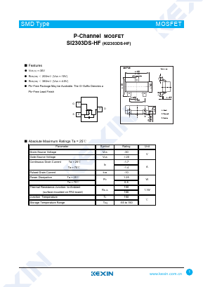 SI2303DS-HF Datasheet PDF KEXIN Industrial