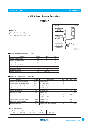 D882 Datasheet PDF KEXIN Industrial