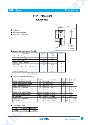 KTA1659A-O Datasheet PDF KEXIN Industrial