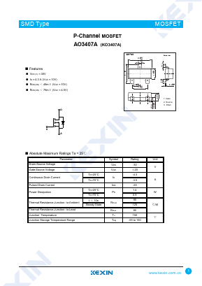 KO3407A Datasheet PDF KEXIN Industrial