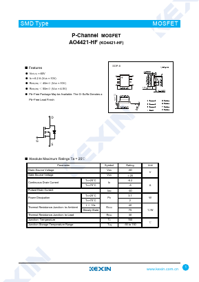 AO4421-HF Datasheet PDF KEXIN Industrial