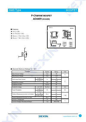 AO4409 Datasheet PDF KEXIN Industrial