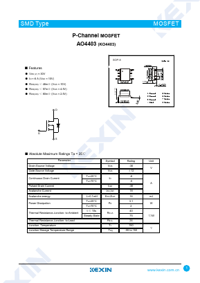 AO4403 Datasheet PDF KEXIN Industrial