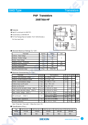 2SB736A-B54-HF Datasheet PDF KEXIN Industrial