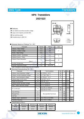 2SD1623 Datasheet PDF KEXIN Industrial