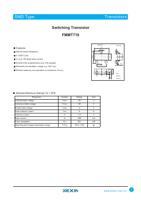 FMMT718 Datasheet PDF KEXIN Industrial