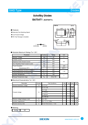 BAT54T1 Datasheet PDF KEXIN Industrial