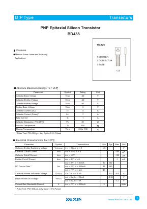 BD438 Datasheet PDF KEXIN Industrial