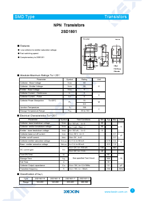 2SD1801-R Datasheet PDF KEXIN Industrial