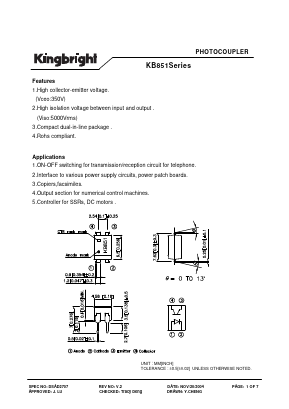 KB851 Datasheet PDF Kingbright