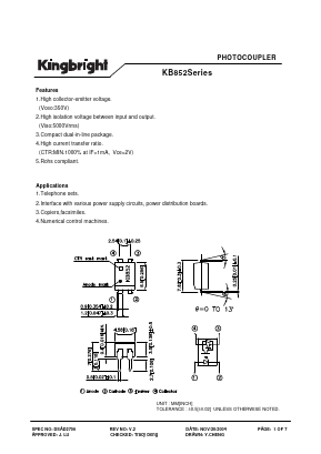 KB852 Datasheet PDF Kingbright