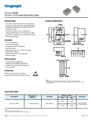 SA10-21CGKWA Datasheet PDF Kingbright