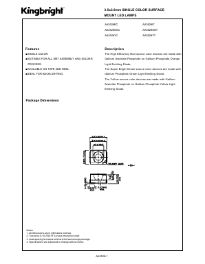 AA3528SGT Datasheet PDF Kingbright