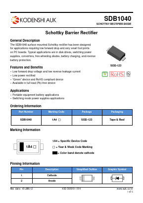SDB1040-1 Datasheet PDF Kodenshi Auk Co., LTD