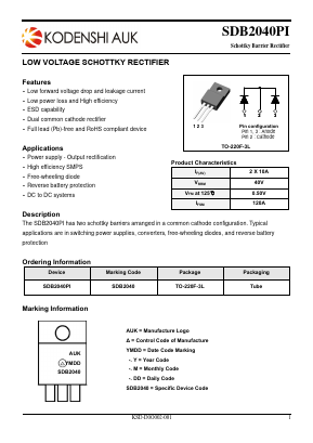 SDB2040PI Datasheet PDF Kodenshi Auk Co., LTD